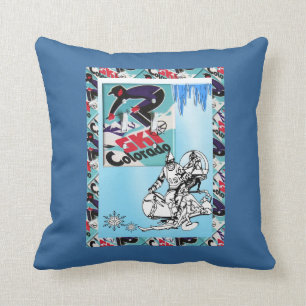 Vintages Skiplakat, Ski Colorado Kissen