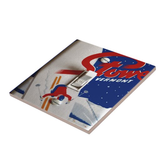 Vintages Skiplakat, Stowe, Vermont Fliese (Seite)