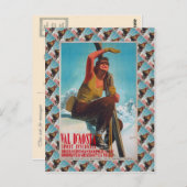 Vintages Skiposter, Aostatal, Italien Postkarte (Vorne/Hinten)