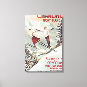 Vintages Skiposter, Chamonix Mont Blanc Leinwanddruck