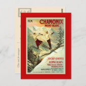 Vintages Skiposter, Chamonix, Mt Blanc Postkarte (Vorne/Hinten)