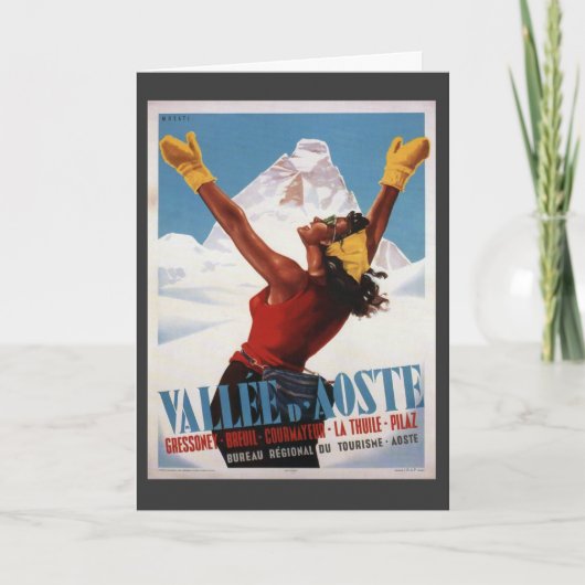 Vintages Skiposter, Italien, Aostatal Feiertagskarte (Vorderseite)