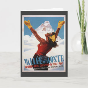 Vintages Skiposter, Italien, Aostatal Feiertagskarte