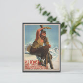Vintages Skiposter, Italien, Aostatal Postkarte (Stehend Vorderseite)