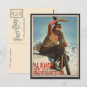 Vintages Skiposter, Italien, Aostatal Postkarte (Vorne/Hinten)