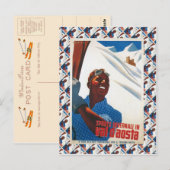 Vintages Skiposter, Italien, Aostatal Postkarte (Vorne/Hinten)