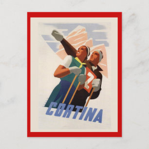 Vintages Skiposter, Italien, Dolomiten Cortina Postkarte