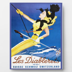 Vintages Skiposter, Les Diablerets, Schweiz Fotoplatte
