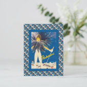 Vintages Skiposter, Pontresina Postkarte (Stehend Vorderseite)