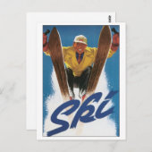 Vintages Skiposter Postkarte (Vorne/Hinten)
