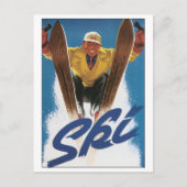 Vintages Skiposter Postkarte (Vorderseite)