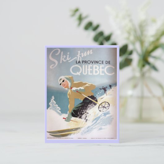 Vintages Skiposter, Quebec Postkarte (Stehend Vorderseite)