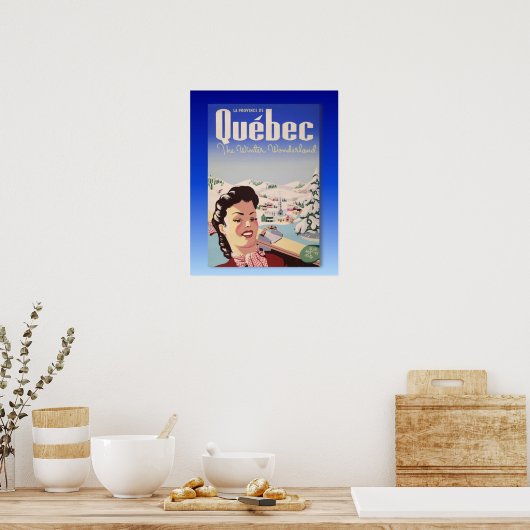 Vintages Skiposter, Quebec, Winterwunderland Poster (Küche)