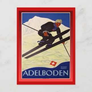 Vintages Skiposter, Schweiz, Adelboden Postkarte