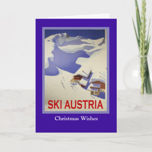 Vintages Skiposter, Ski Österreich Feiertagskarte