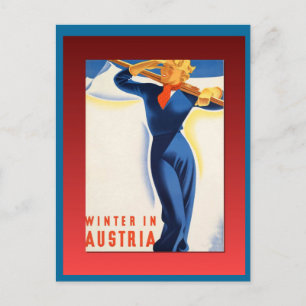 Vintages Skiposter, Ski Österreich Postkarte