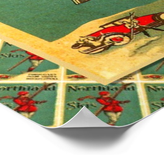 Vintages Skiposter, Skiausrüstung Neuchatel Poster (Ecke)