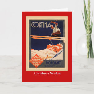 Vintages Skiposter, Skikarina, Italien Feiertagskarte