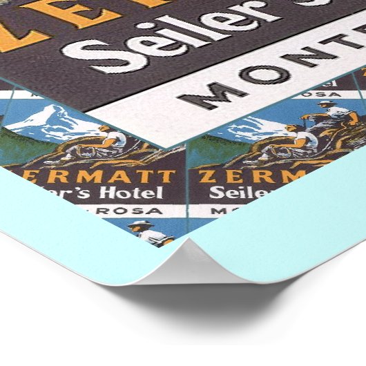 Vintages Skiposter, Zermatt, Seiler's Hotel Poster (Ecke)