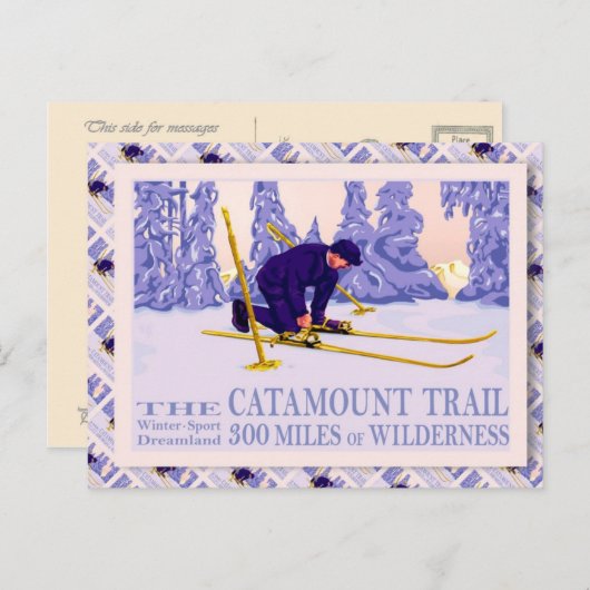 Vintages Skipposter, der Catamount Trail Postkarte (Vorne/Hinten)