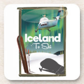 Vintages Skipposter in Island Getränkeuntersetzer (Vorderseite)