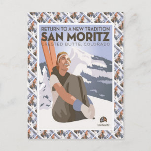 Vintages Skipposter, San Moritz, Butte Crested, Postkarte
