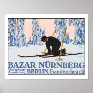 Vintages Skireisepaket Nurnburg Deutschland Drucka Poster
