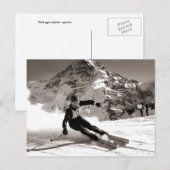 Vintages Skizentrum, Lauberhorn-Rennen Postkarte (Vorne/Hinten)