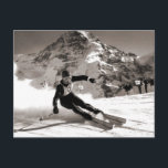 Vintages Skizentrum, Lauberhorn-Rennen Postkarte<br><div class="desc">Vintages Skiabild Vintag Skiabild,  Lauberhorn Rennen</div>