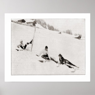 Vintages Skizentrum, Spaß im Schnee Poster