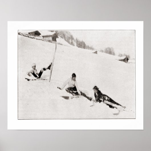 Vintages Skizentrum, Spaß im Schnee Poster (Vorne)