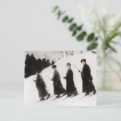 Vintages Skizentrum, Vier japanische Damen Postkarte (Stehend Vorderseite)