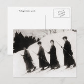 Vintages Skizentrum, Vier japanische Damen Postkarte (Vorne/Hinten)