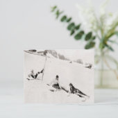 Vintages Skizzenbild, Herabstürzen Postkarte (Stehend Vorderseite)