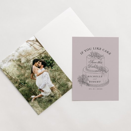 Vintages skizziertes Hochzeitstorten-Foto Save the Karte