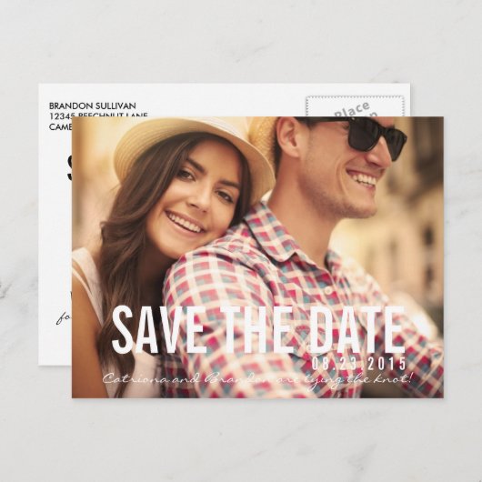 Vintages Skript Ankündigung Datum freihalten Postk (Vorne/Hinten)