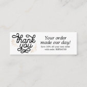 Vintages Skript Benutzerdefinierte Bestellung Dank Mini Visitenkarte (Vorderseite)