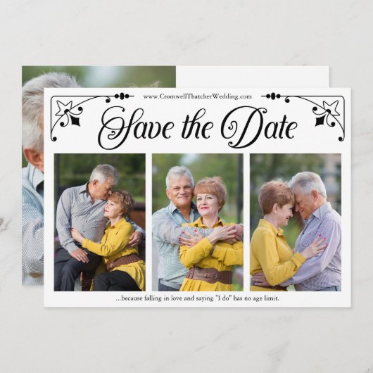 Vintages Skript Doppelseitige Fotovorlage Save The Date (Vorne/Hinten)