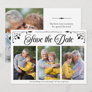 Vintages Skript Doppelseitige Fotovorlage Save The Date
