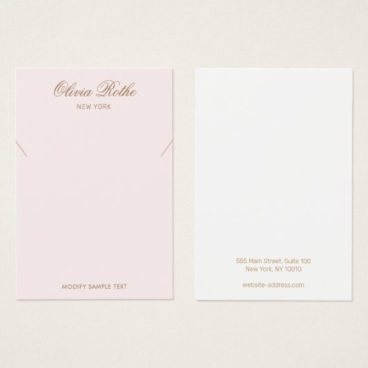 Vintages Skript, hellrosa Nekklasseanzeige (Vorne & Hinten)