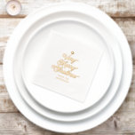 Vintages Skript Merry Christmas Tree Custom Family Servietten Mit Folie<br><div class="desc">Diese Vintagen Weihnachtsgrüße mit eigenem Familiennamen sind eine perfekte Ergänzung zu Ihrem Weihnachtstisch! Elegante und stilvolle Art,  Ihren Lieben "Frische Weihnachten" am Dinner-Tisch oder Weihnachten-Party zu wünschen!</div>