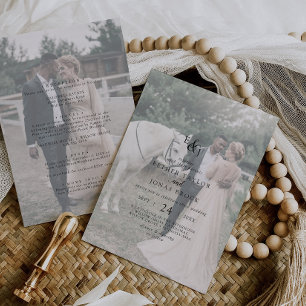 Vintages Skript verblasste Foto vor und zurück Hoc Einladung