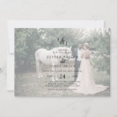 Vintages Skript | Verblasste horizontale Foto Hoch Einladung (Vorderseite)