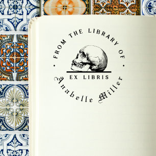 Vintages Skriptbibliothekbuch mit einfachem gotisc Gummistempel