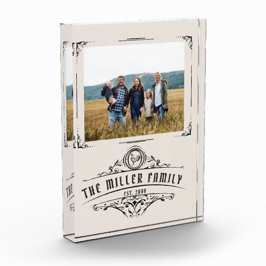 Vintages Skriptdekoratives Grenzmonogramm Fotoblock (Links)