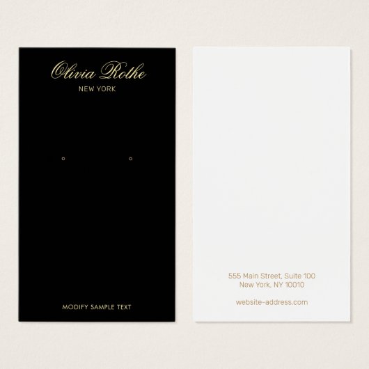 Vintages Skriptschwarzer Ohrring-Display (Vorne & Hinten)