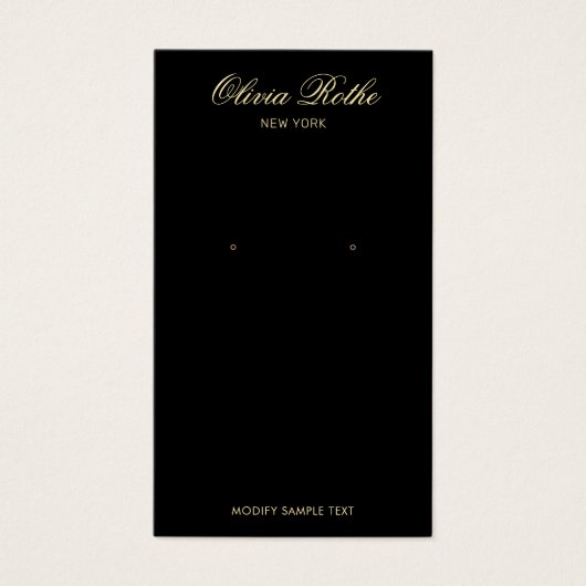 Vintages Skriptschwarzer Ohrring-Display (Vorderseite)