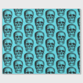 Vintages Skull Blue Wrapping Paper Geschenkpapier (Flach)