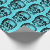 Vintages Skull Blue Wrapping Paper Geschenkpapier (Ecke)