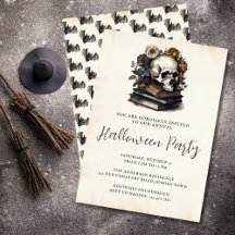 Vintages Skull Books Dark Academia Halloween-Party